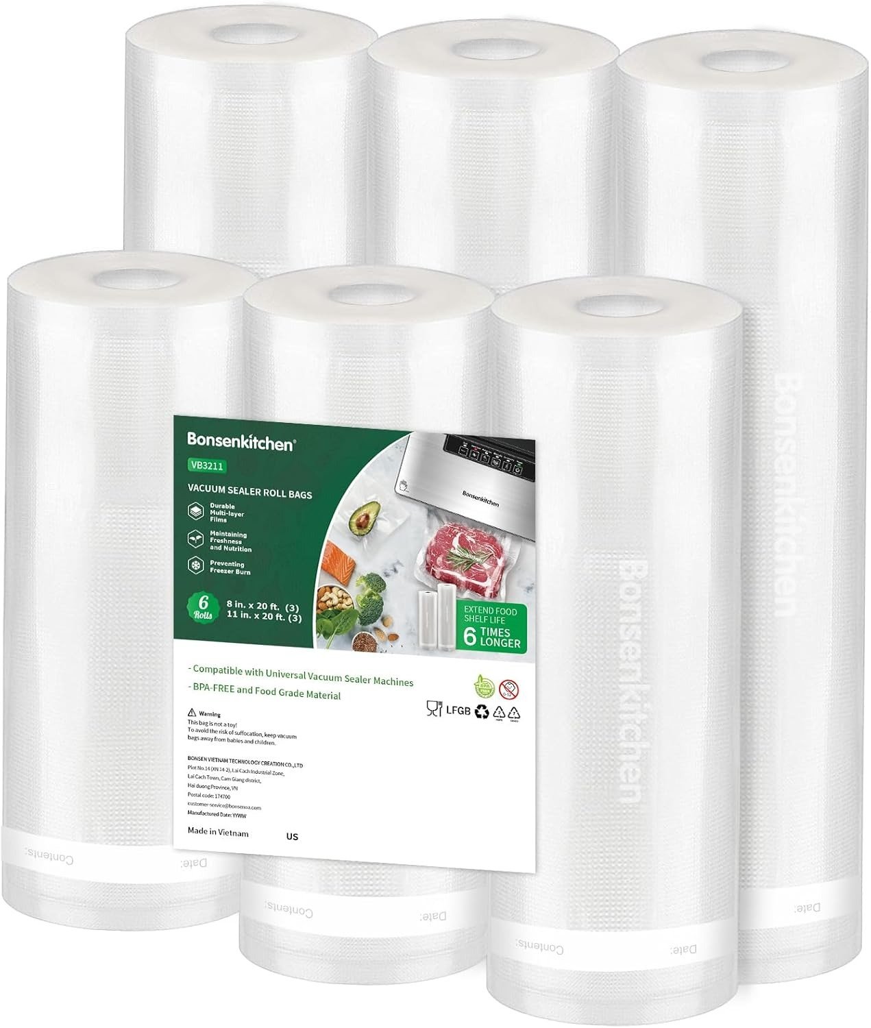 Vacuum Sealer Rolls Bags –  20cm x 5M Food Storage Rolls